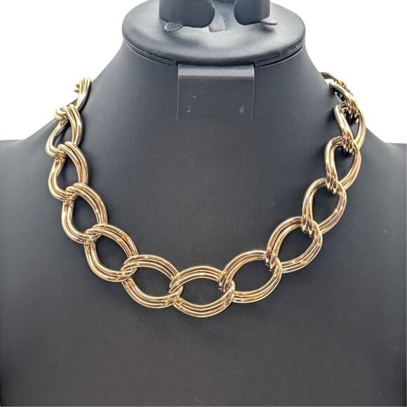 Chunky Heavy Gold Tone Double-Link Curb Chain 19" Necklace - Picture 6 of 6